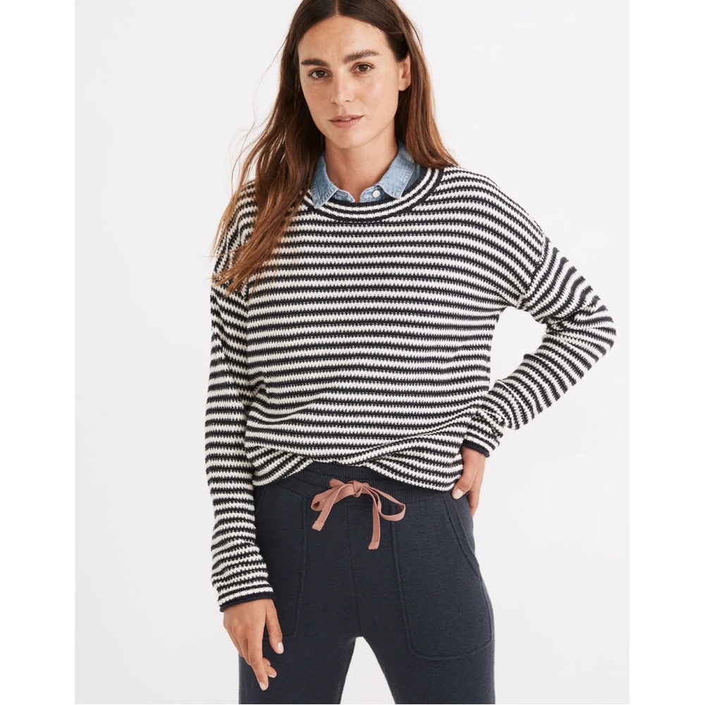 Madewell Seagrove Pullover Sweater in Dark Baltic Stripe